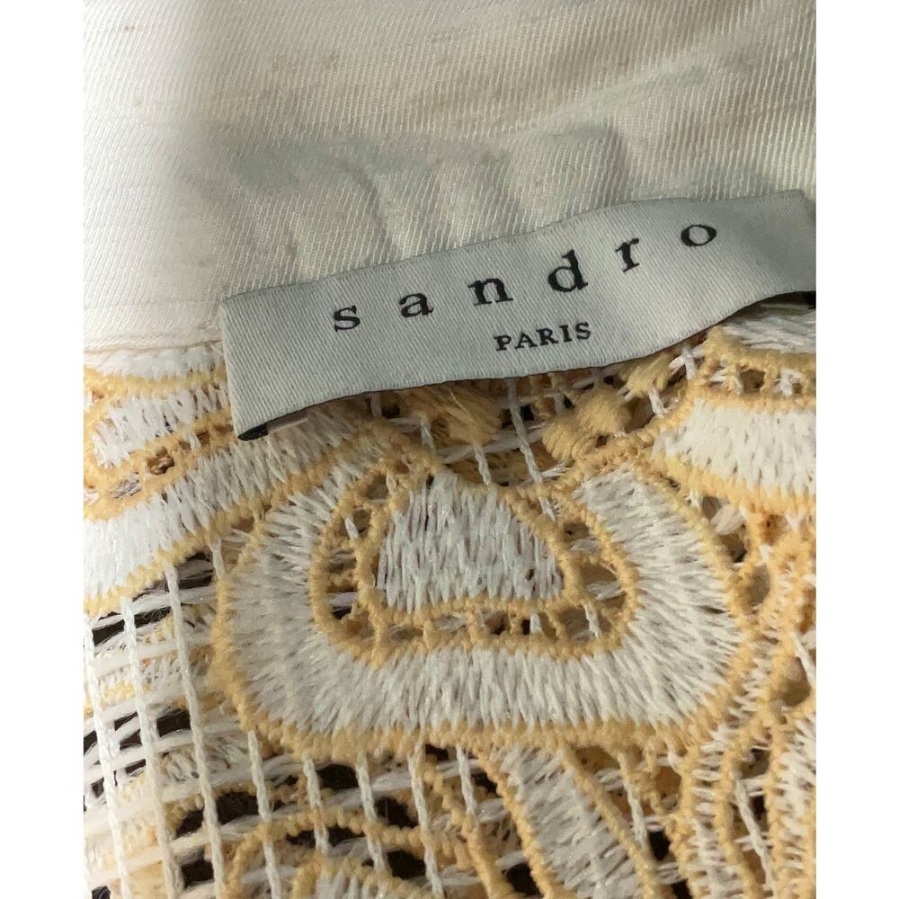 Sandro Paris Amarine Shirt Ivory Crochet Lace Blouse EU 3 - Picture 5 of 16